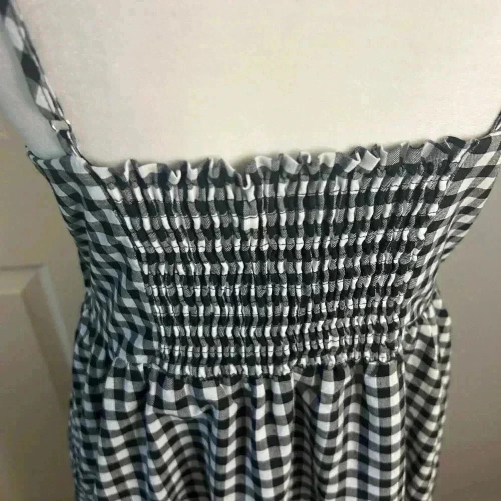 🖤🤍”Daphnea Paris” Black/White Checkered Midi Sundress w/ Pockets Size M🖤🤍 - Picture 7 of 13